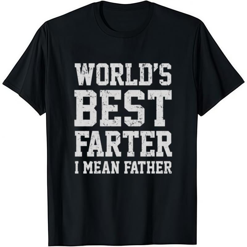 World Best Farter I Mean Father T-Shirt Cotton Crew Neck Short Sleeve Casual Classic Graphic Tee for Men Comfortable...