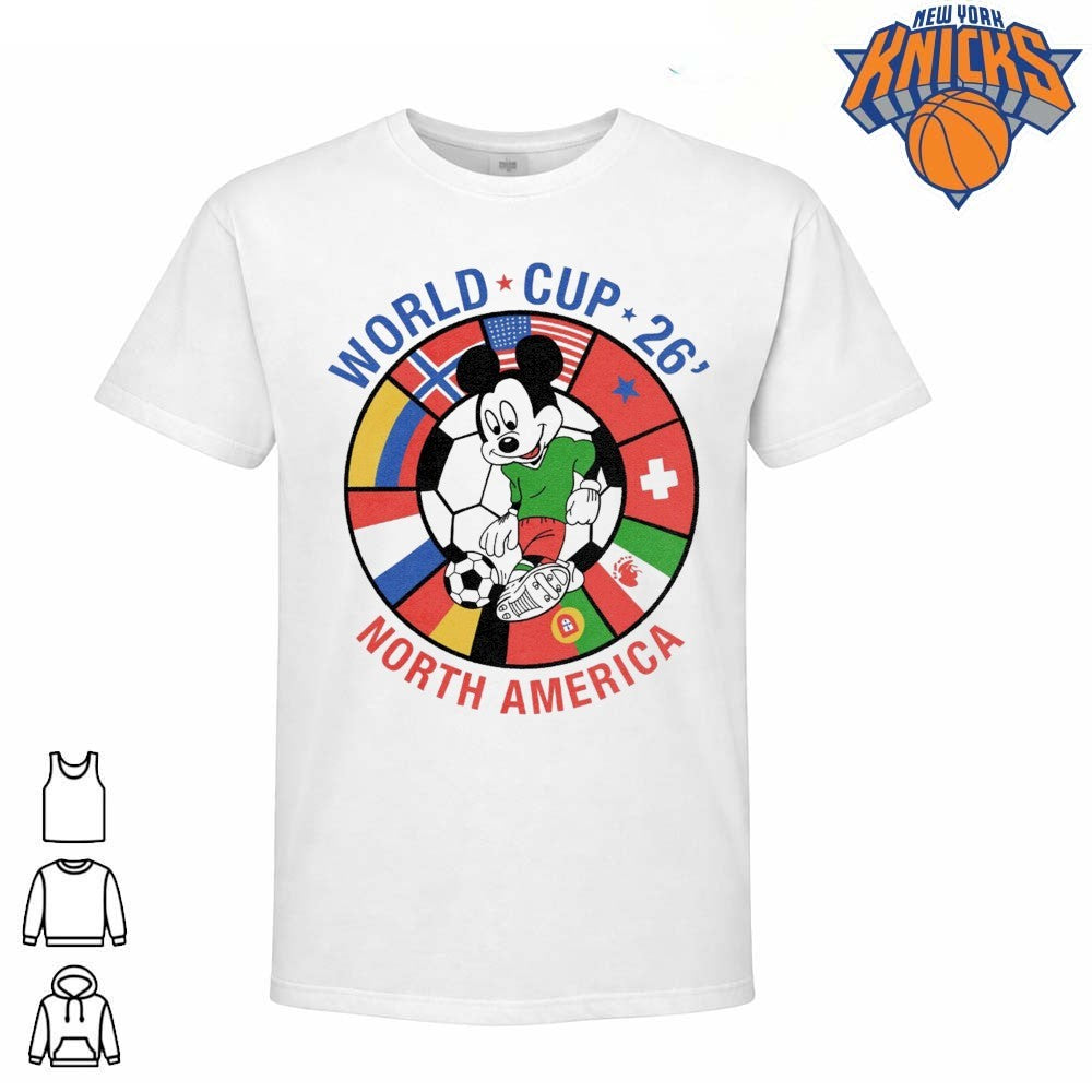 World Cup 26 North America Vintage Cartoon Mouse Playing Soccer International Flag Badge Shirt