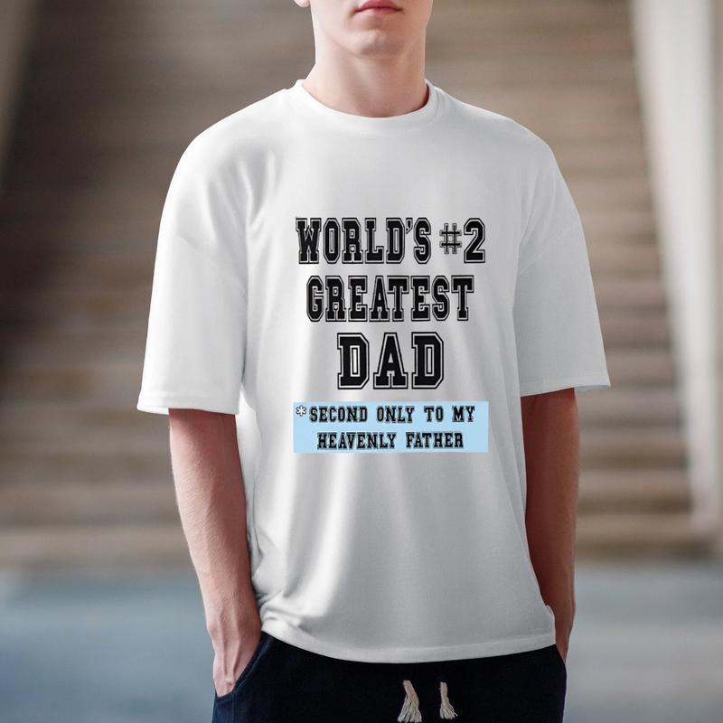 World's #2 Greatest Dad Father's Day T-Shirt Casual Style Crew Neck Short Sleeve T-Shirt Tops Trendy for Unisex, Perfect...
