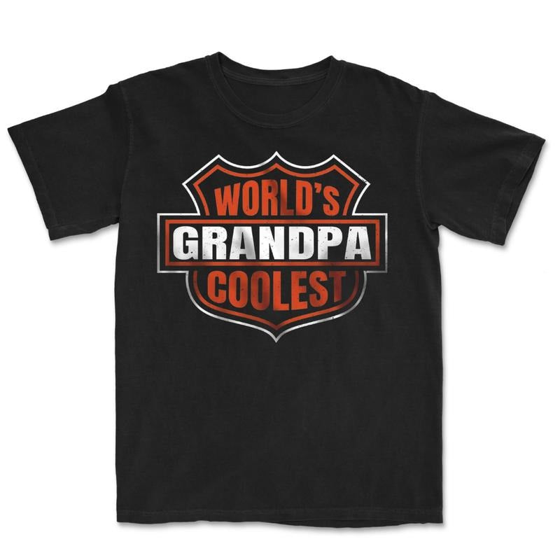 World's Coolest Grandpa Shirt, New Grandpa Announcement Tee Motorcycle Grandpa Gift Funny Father's Day & Christmas Gift...