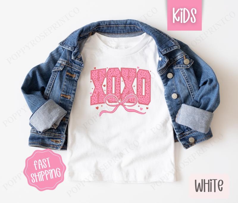 XOXO Kids Shirt - Valentine's Day Children's Tshirt - Youth Tee Gildan Hoodie, Sweatshirt | HypeDripTees.com