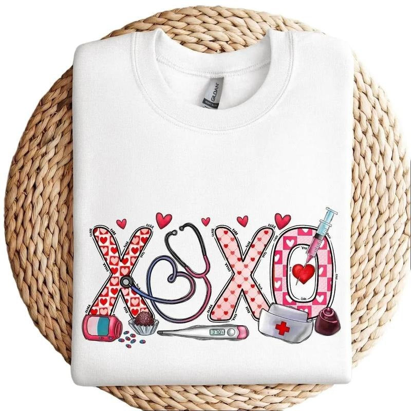 XOXO Nurse Sweatshirt, Valentines Day Hoodie, Sweatshirt For Women T-Shirts | HypeDripTees.com