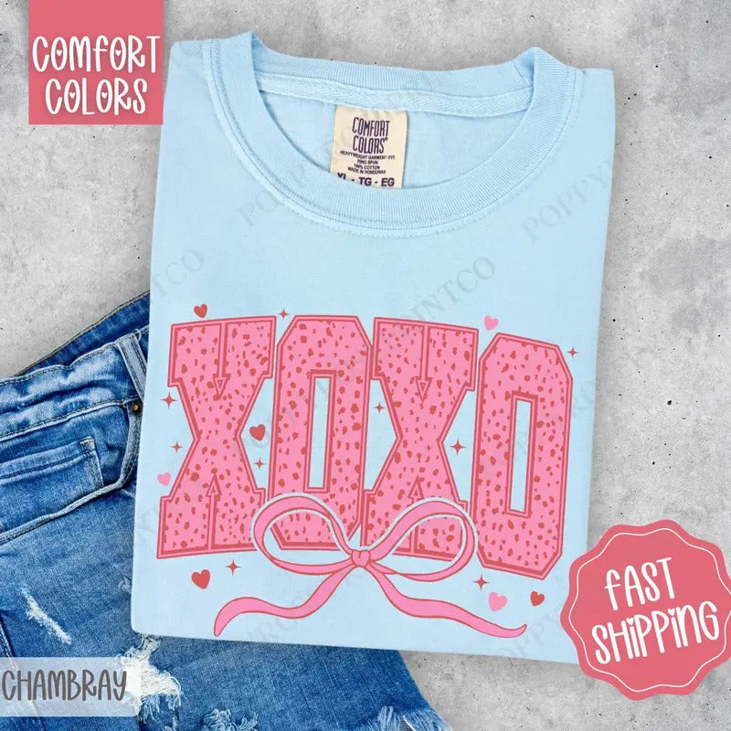 XOXO Shirt Comfort Colors, Valentine's Day  Women's Tee, Cute Women's Tshirt Hoodie, Sweatshirt | HypeDripTees.com
