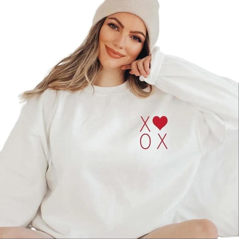 XOXO Sweatshirt, Valentine Sweatshirt, Women Love Heart Cute Crewneck For Women T-Shirts, Hoodie | HypeDripTees.com