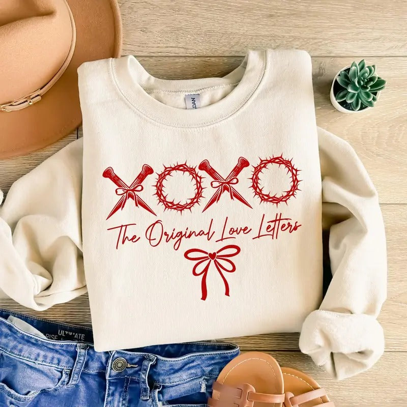 XOXO The Original Love Letters Sweatshirt, Christian Valentines Shirt, Valentine Day Shirt ,Valentine Bow T-Shirt Hoodie
