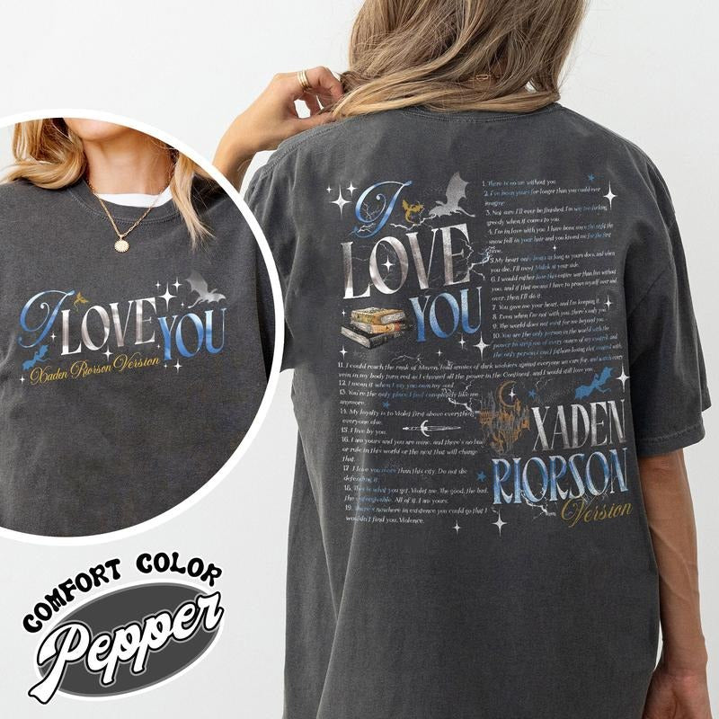Xaden Riorson Quote Shirt, I Love You in Book Quotes Xaden Riorson Version Shirt, Fourth Wing Book Quotes, Romantasy Book...
