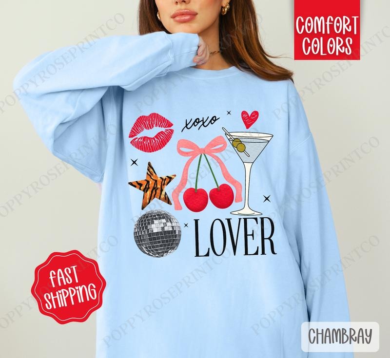 Xoxo Lover Comfort Colors Sweatshirt, Valentine's Day Women's Crewneck, Cute Women's Sweater T-Shirts, Hoodie