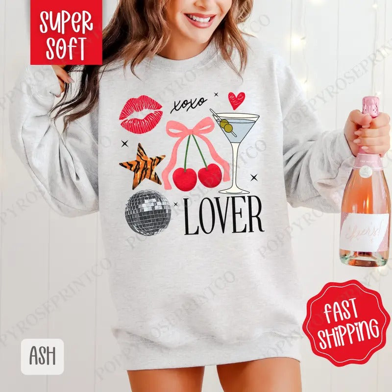 Xoxo Lover Sweatshirt, Valentine's Day Crewneck, Cute Women's Sweater T-Shirts, Hoodie | HypeDripTees.com