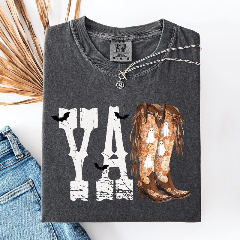 Y'all, Cowboy Boots, Western, Halloween, Autumn, Fall, Comfort Colors T-Shirt Hoodie, Sweatshirt | HypeDripTees.com