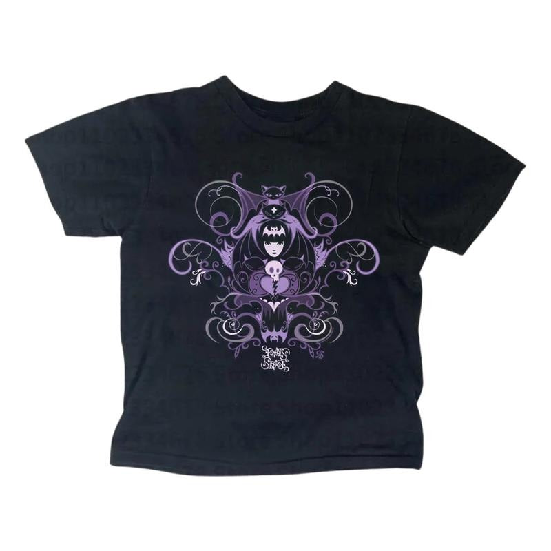 Y2K Gothic Emo Girl Top Baby Tee, Y2k Top Women Streetwear, Grunge 2000s, Women Fitted T-Shirt Hoodie, Sweatshirt