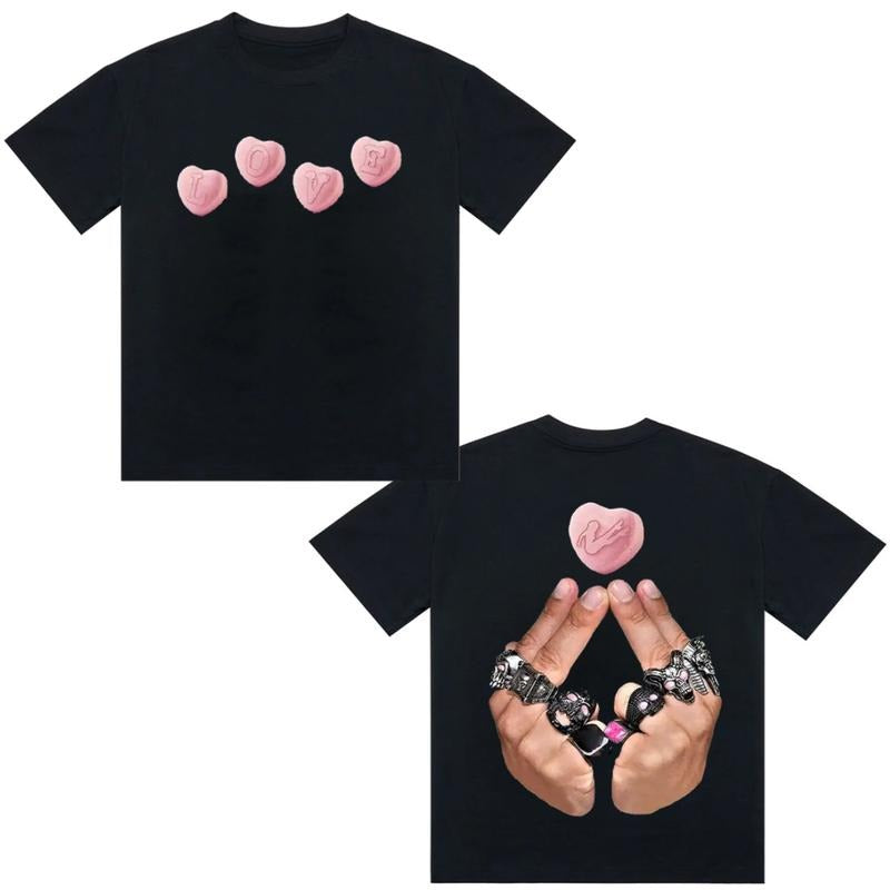 Y2K Hand Sign Love Tshirt Graphic Tee Cotton Unisex Top Streetwear Hoodie, Sweatshirt | HypeDripTees.com