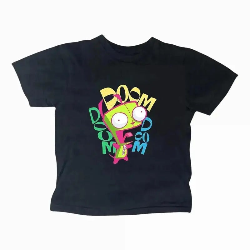 Y2K Women's Gothic Emo Girl Top - Vintage Zim Doom Baby Tee - Scene Clothing 2000s - Soft Cotton Shirt