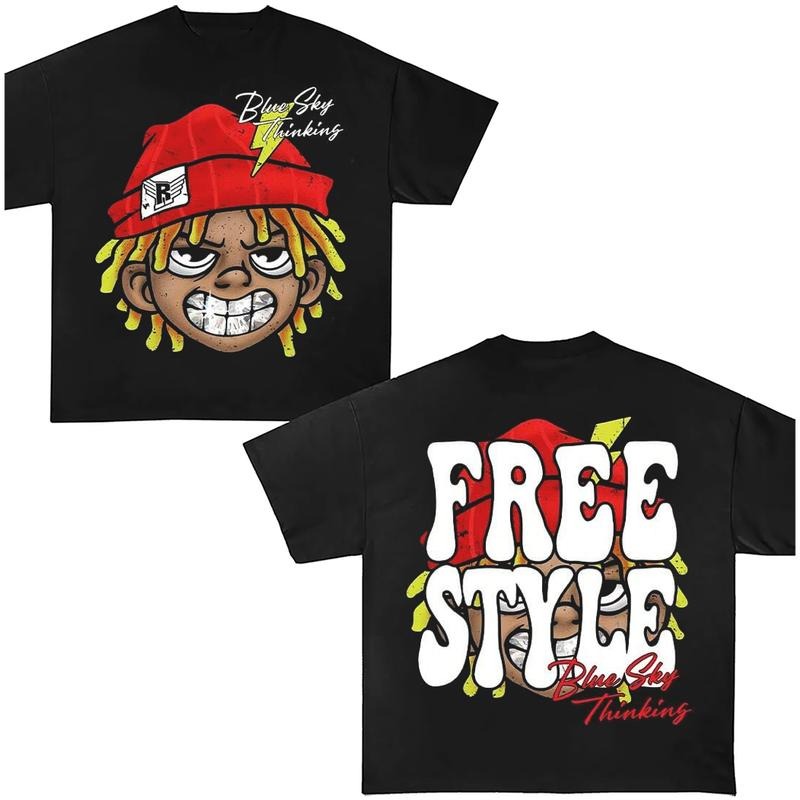 Y2k Clothing Big Face Free Style Graphic Tees Oversized Top Shirt Streetwear Hoodie, Sweatshirt | HypeDripTees.com
