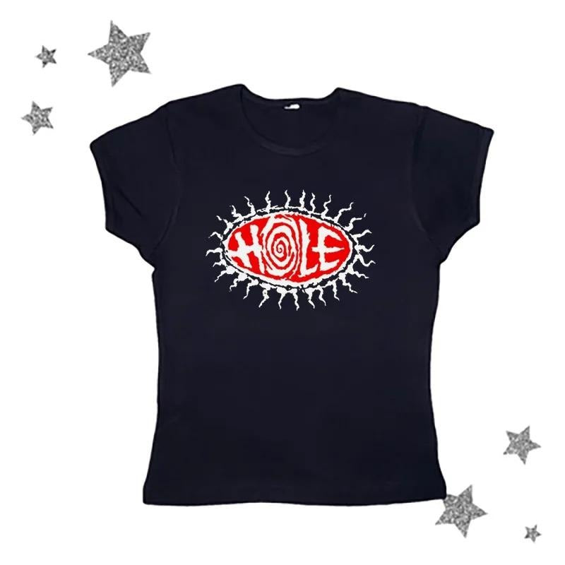 Y2k Women Graphic Baby Tee Streetwear Short Sleeve Hole Band Shirt Hoodie, Sweatshirt | HypeDripTees.com
