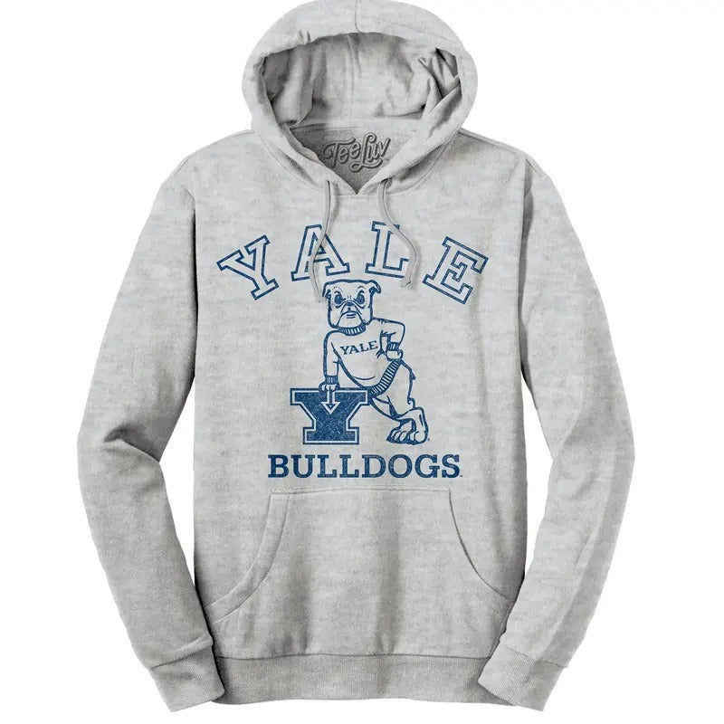 Yale Bulldog Pullover Hooded Sweatshirt - Gray T-Shirts, Hoodie | HypeDripTees.com