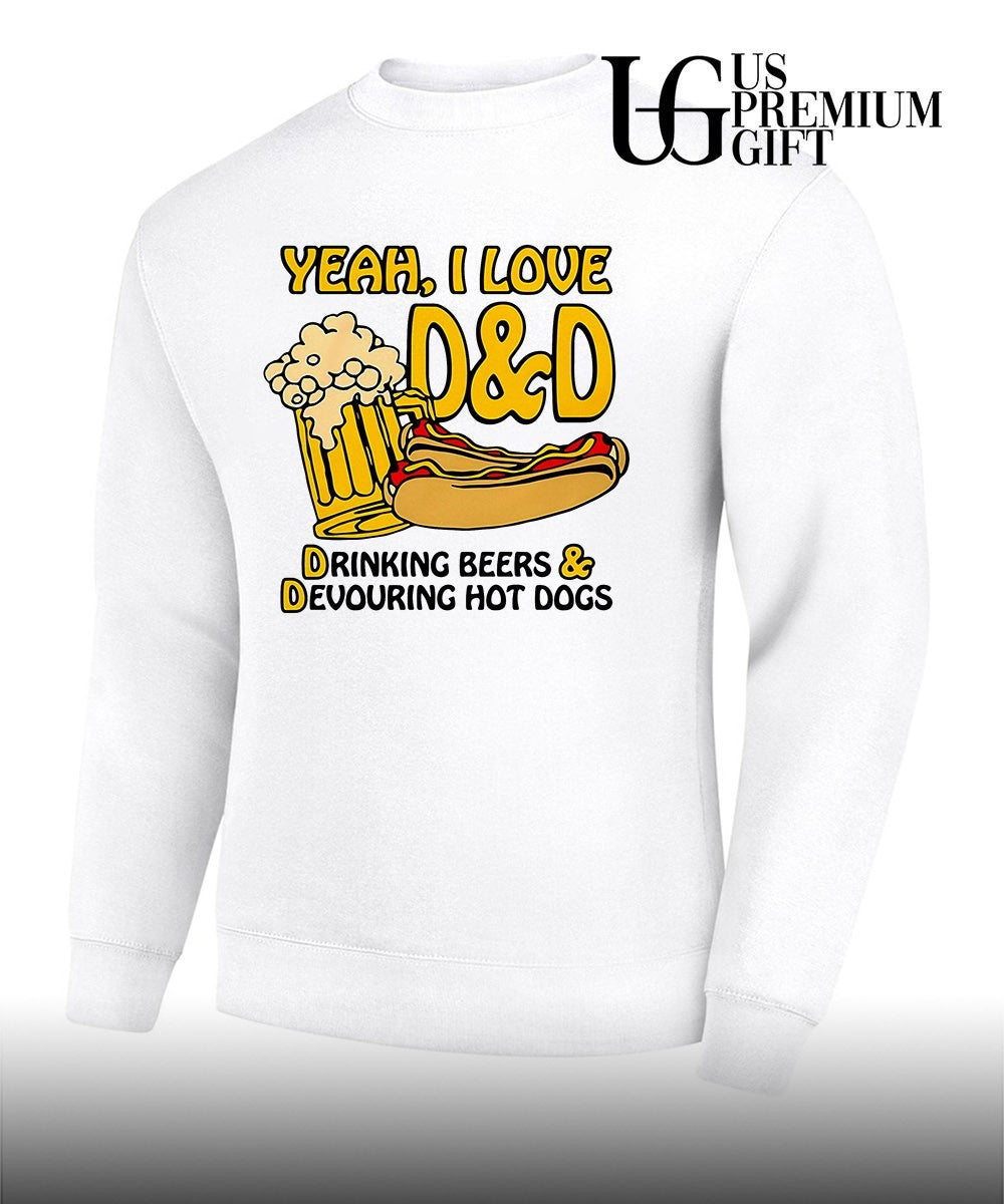 Yeah I Love D&D Drinking Beers and Devouring Hot Dogs shirt