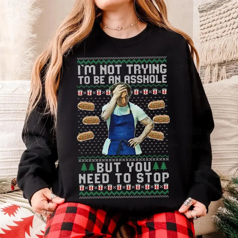 Yes Chef Carmy Ugly Christmas Sweater, Jeremy Allen White Funny Christmas Sweatshirt, Holiday Funny Shirt, Gift For...