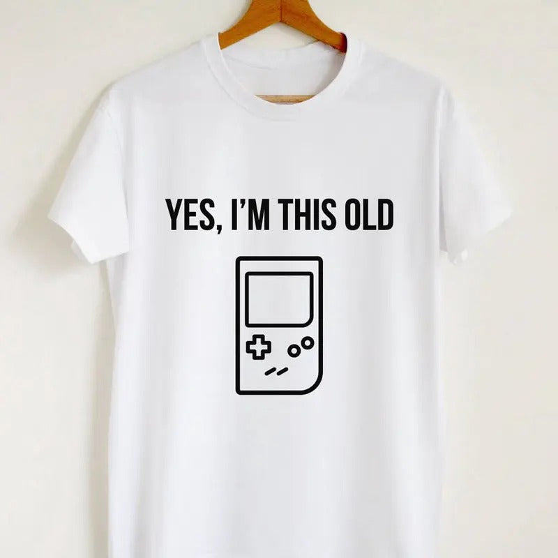 Yes I'm this old T-shirt, funny gamer slogan, gift shirt, unisex or women, game tetris saying tee, sarcastic retro t...
