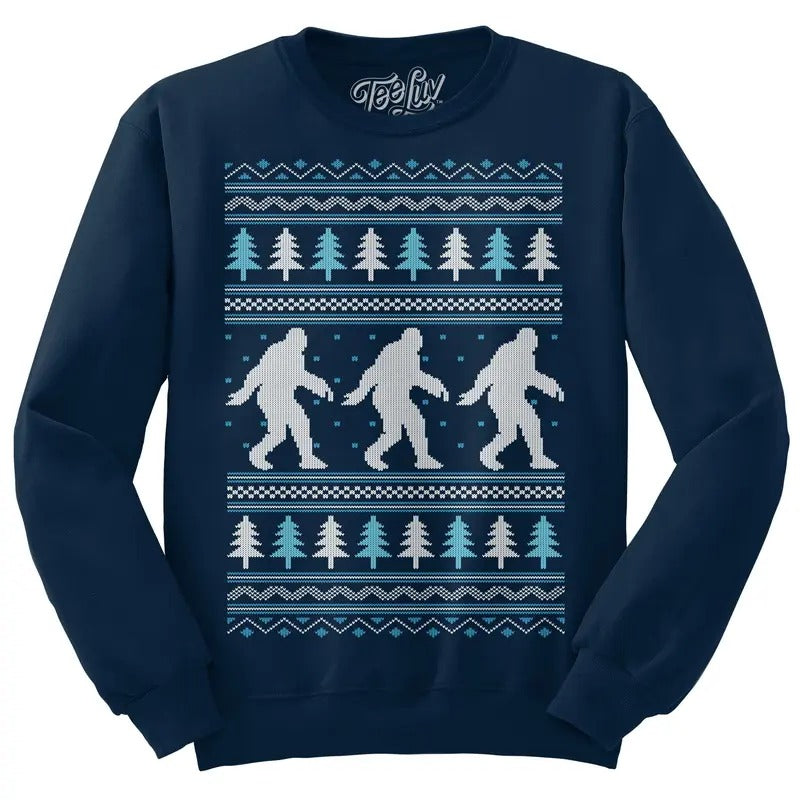 Yeti Christmas Crewneck Sweatshirt - Navy T-Shirts, Hoodie | HypeDripTees.com
