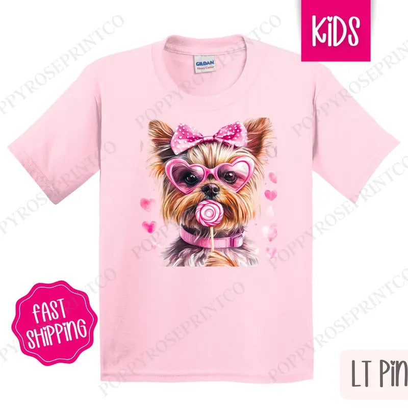 Yorkie Valentine Kids Shirt - Valentine's Day Children's Tshirt - Cute Youth Tee Gildan Hoodie, Sweatshirt | HypeDripTees.com