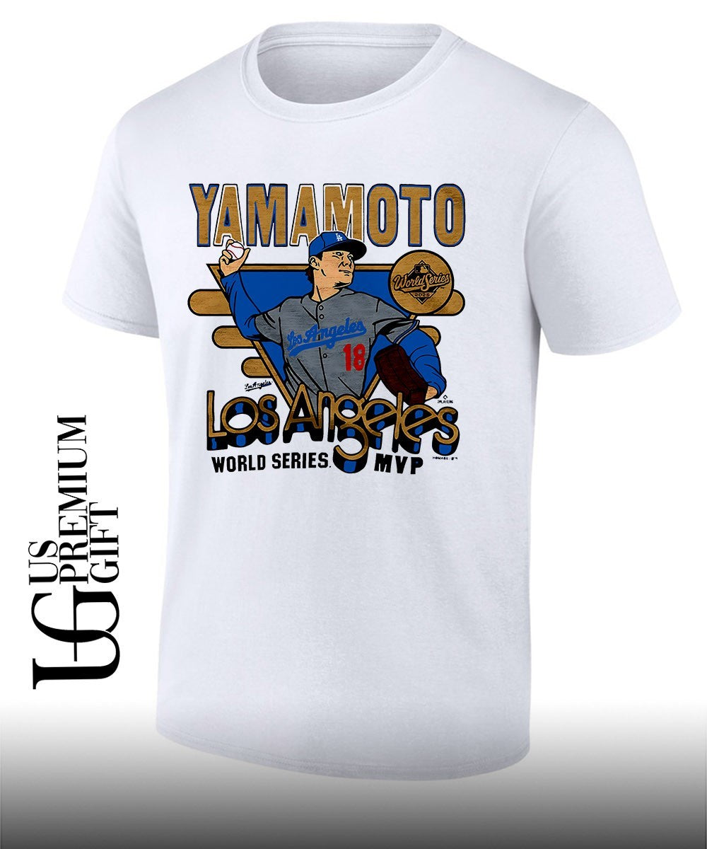 Yoshinobu Yamamoto Los Angeles Dodgers 2025 World Series MVP pitcher graphic 18 shirt
