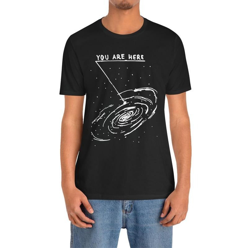 You Are Here Print Men's Crew Neck Fashionable Short Sleeve Sports T-shirt, Comfortable And Versatile, For Summer And...