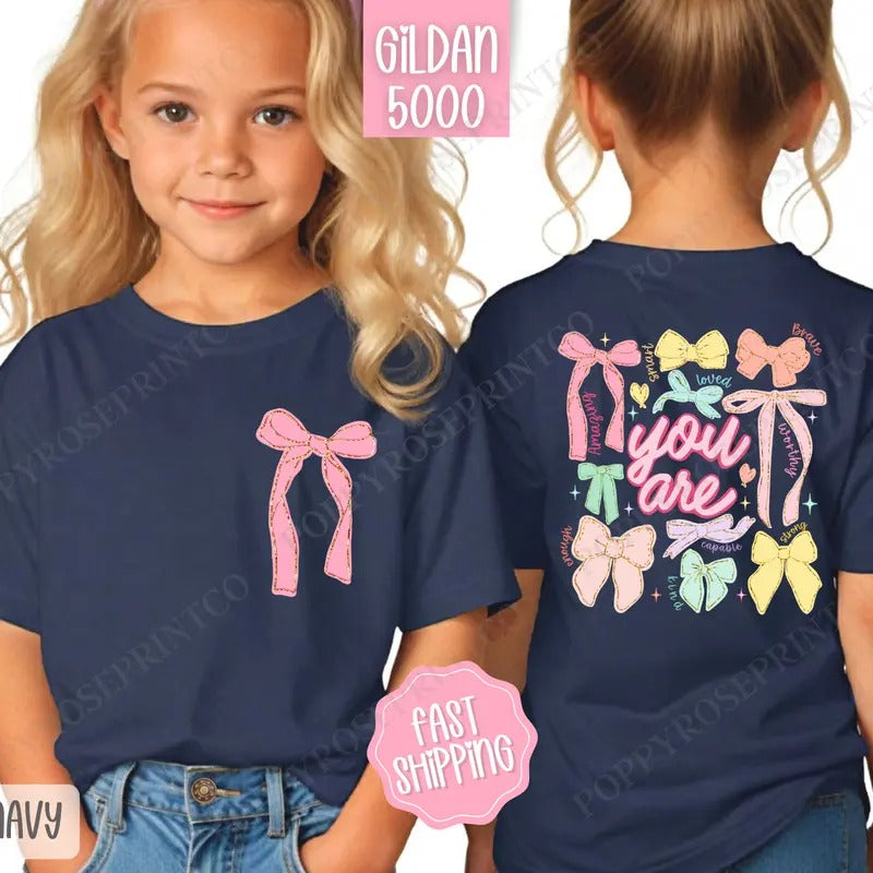 You Are Kids Shirt, Coquette Bow Children's Shirt, Religious Youth Tee Gildan Hoodie, Sweatshirt | HypeDripTees.com