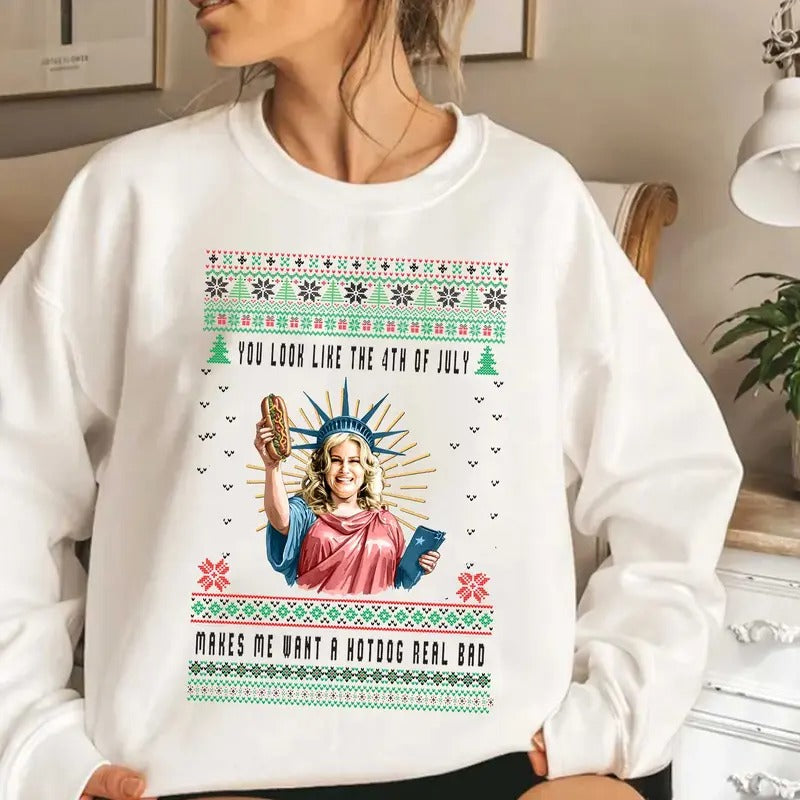 You Look Like The 4th Of July Makes Me Want A Hot Dog Real Bad Shirt, Christmas Funny 4th Of July Gift Shirt Hoodie...