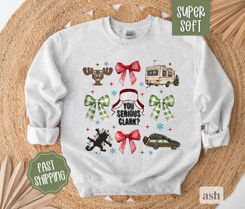 You Serious Clark Sweatshirt, Funny Christmas Sweater, Women's Holiday Crewneck T-Shirts, Hoodie | HypeDripTees.com