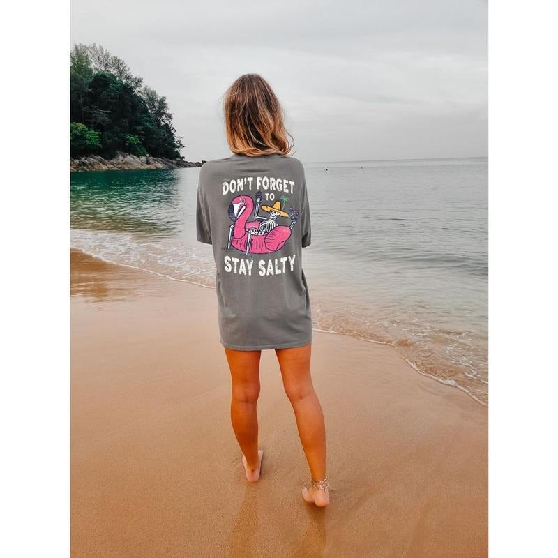Youth Girls Clothing Stay Salty Tee, Salty Skeleton T-shirt, T-shirt, Beach Tee, Salty T-shirt, Funny Skeleton Beach Tee,...