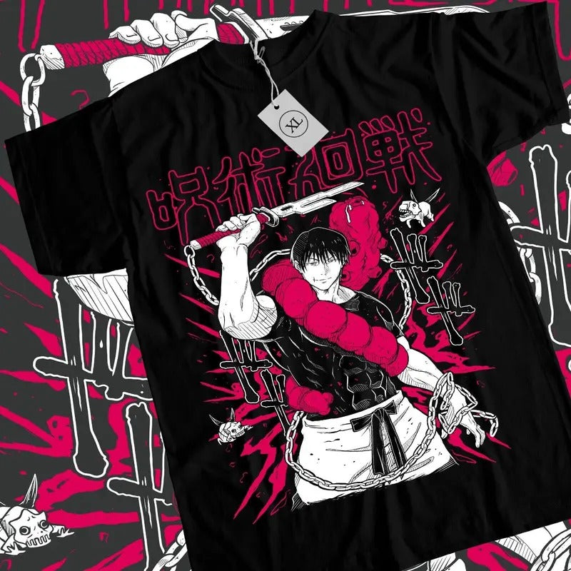 Yuji Itadori T-shirt Todo Jujutsu Kaisen Gojo Horror Anime Black Shirt All Size Hoodie, Sweatshirt | HypeDripTees.com
