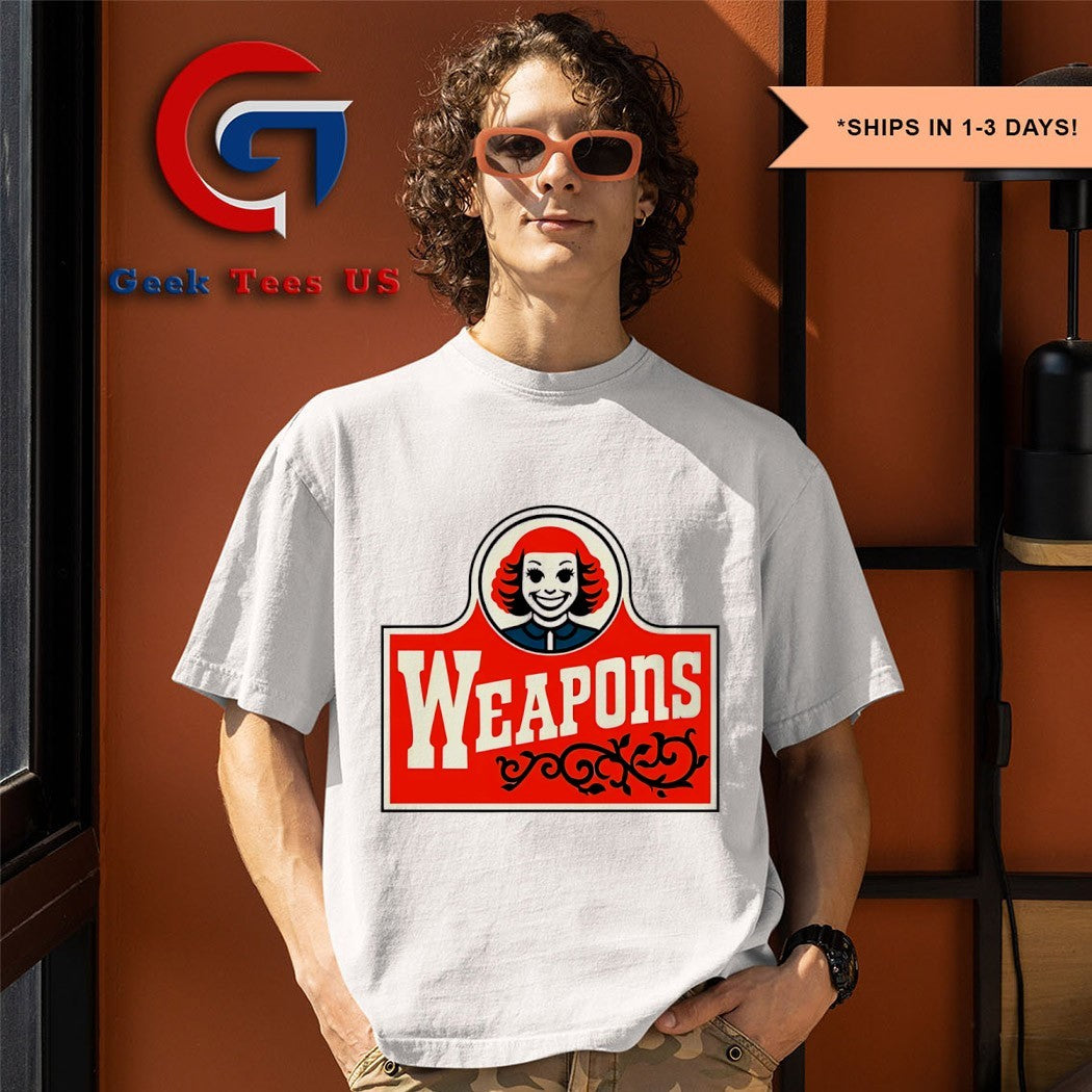 Zach Cregger wearing Weapons Wendy’s shirt