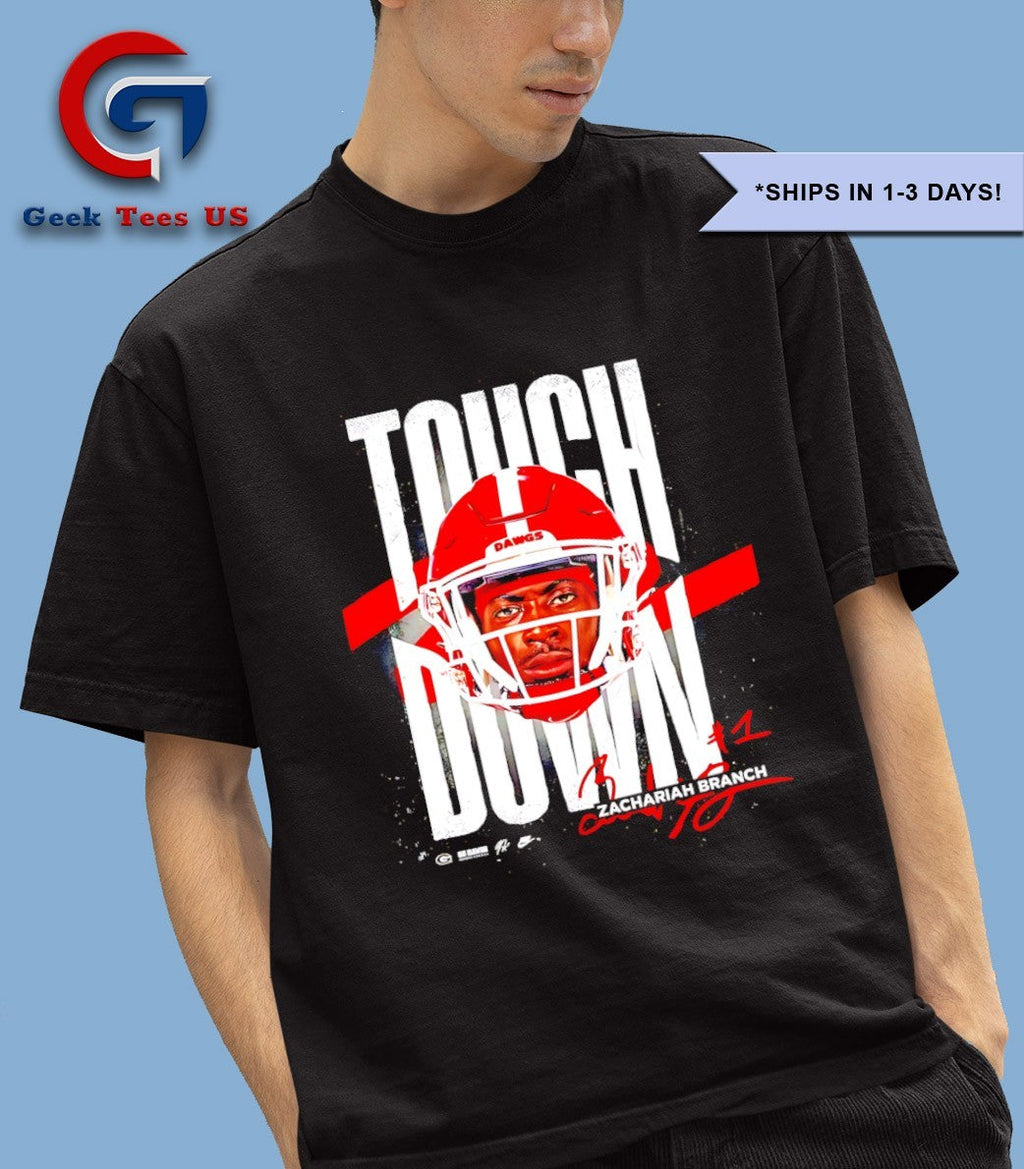 Zachariah Branch Georgia Bulldogs 47-Yard TD Touchdown signature shirt