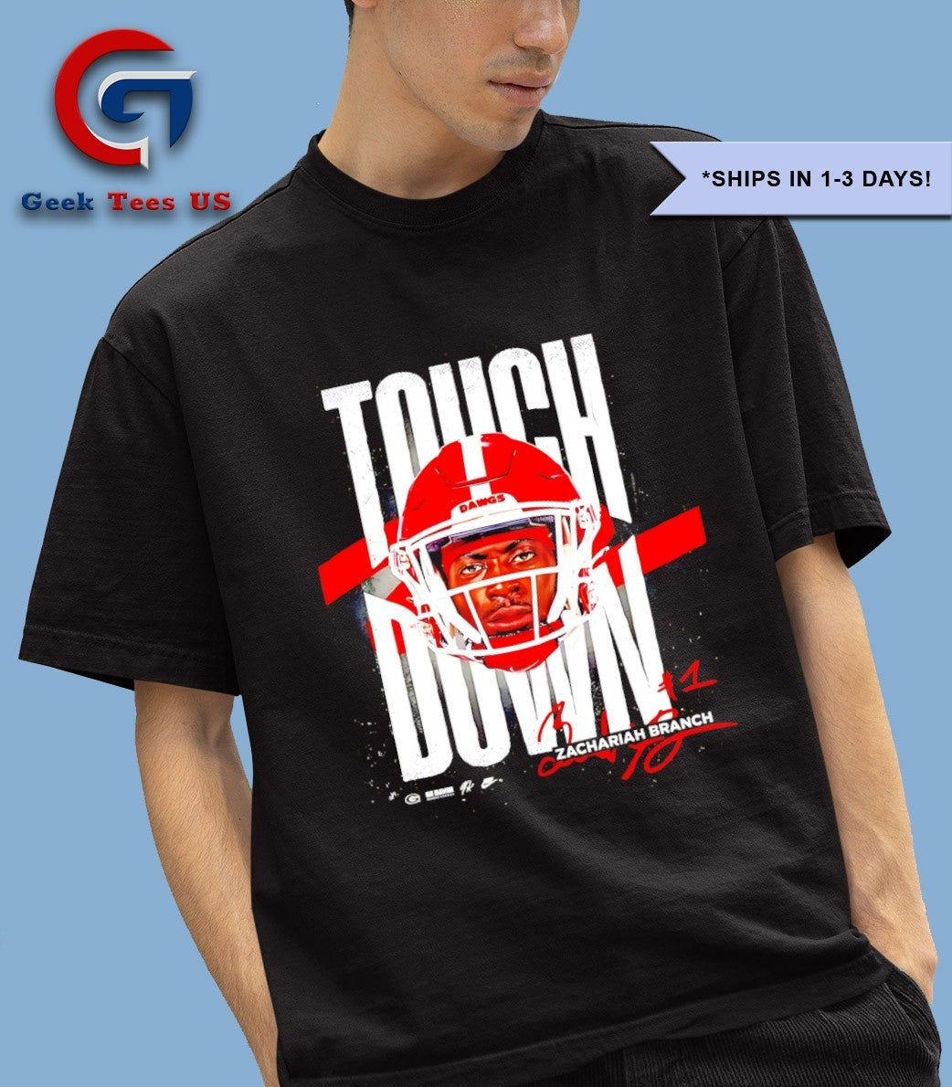 Zachariah Branch Georgia Bulldogs 47-Yard TD Touchdown signature shirt