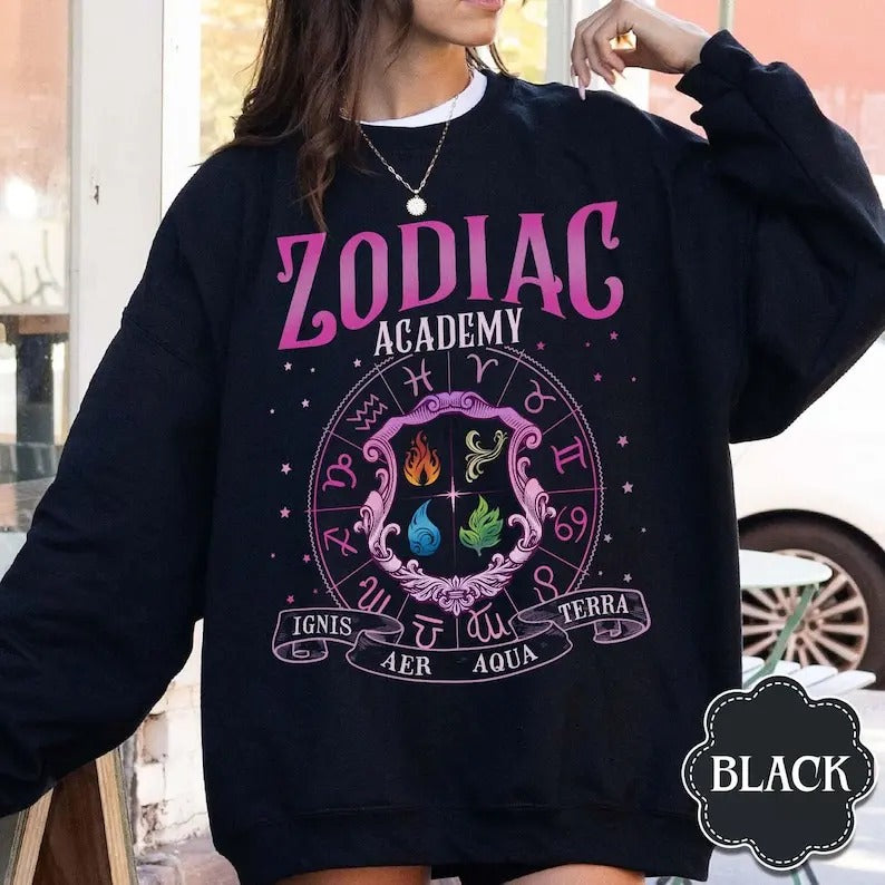 Zodiac Academy Sweatshirt, Celestial Heirs Band Shirt, Terra, Aer, Ignis and Aqua,Professor Lance Orion, Almighty...
