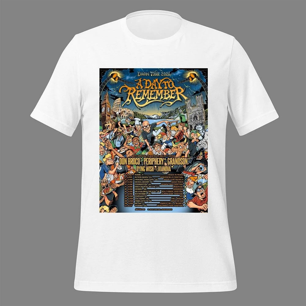 A Day To Remember Europe Tour 2026 Headline Shows Between Festivals Schedule Shirt