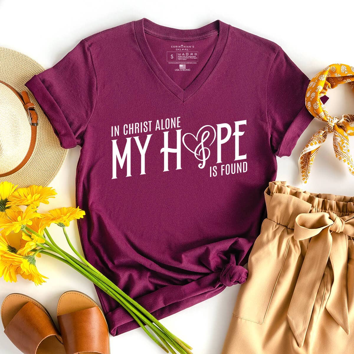 In Christ Alone My Hope Is Found Christian V-Neck