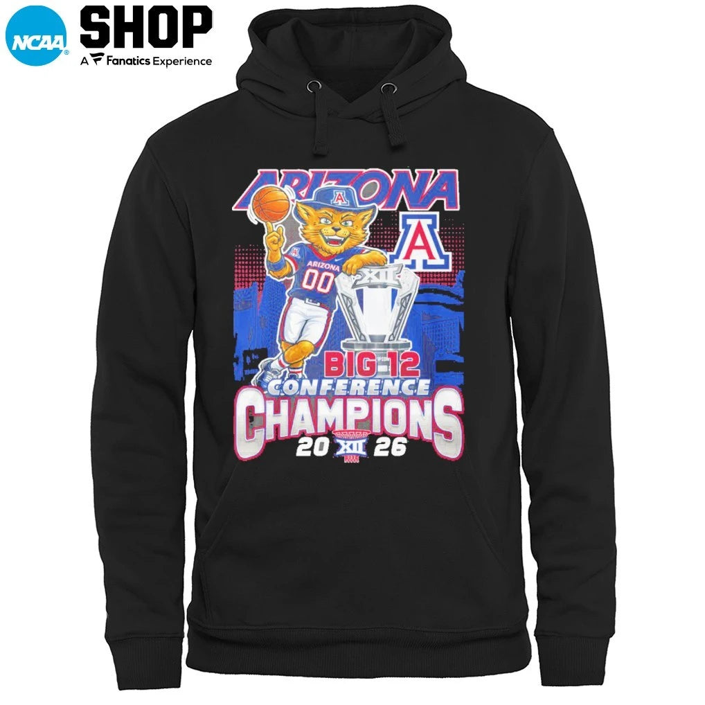 Arizona Wildcats Basketball 2026 Big 12 Conference Champions Mascot T-Shirt