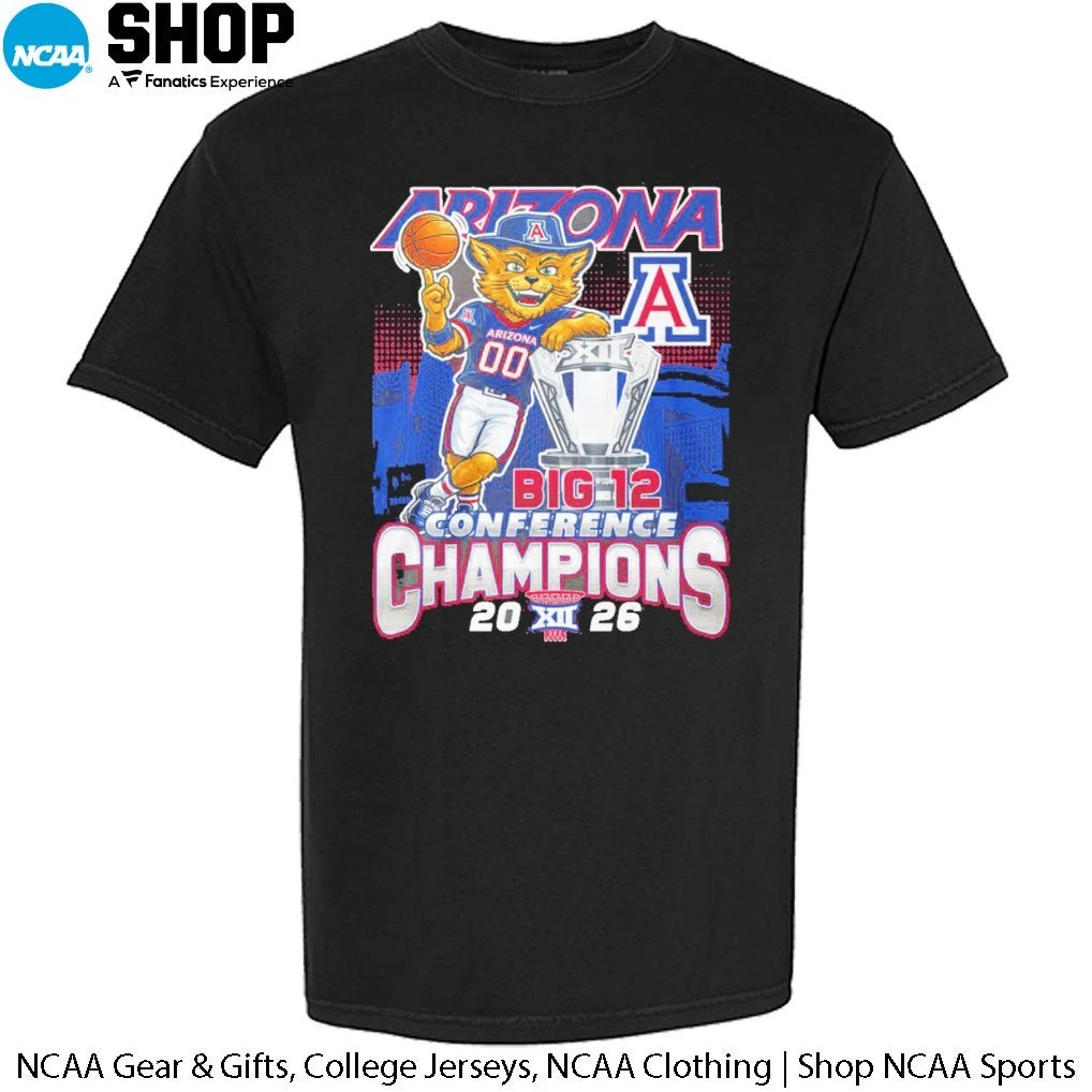 Arizona Wildcats Basketball 2026 Big 12 Conference Champions Mascot T-Shirt