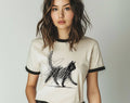 Cat Abstract Drawing   - Cute Kitten Art Ringer Shirt