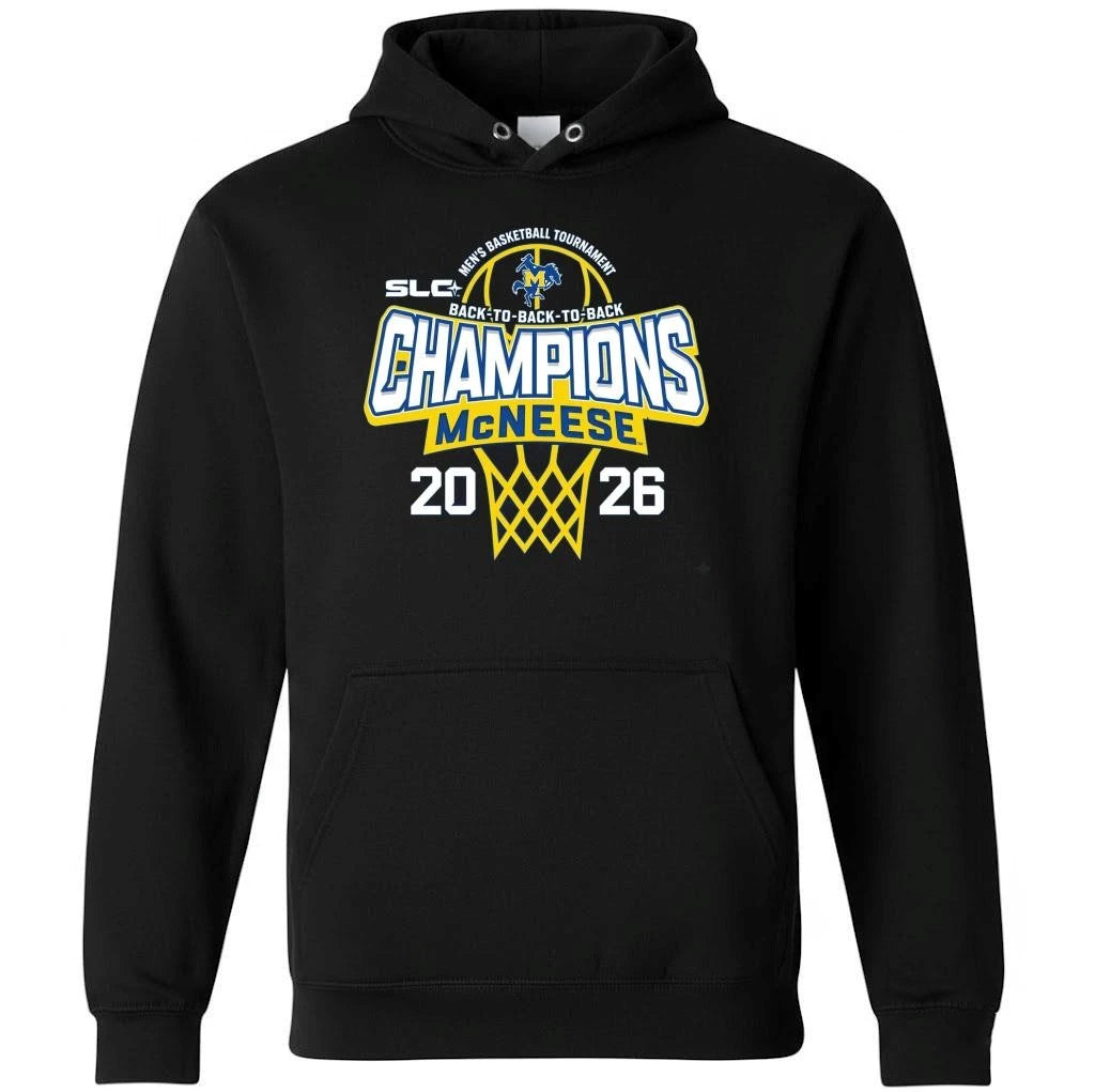Back To Back Champions McNeese State Cowboys Champions 2026 Southland Conference Mens Basketball Tournament Blue Shirt