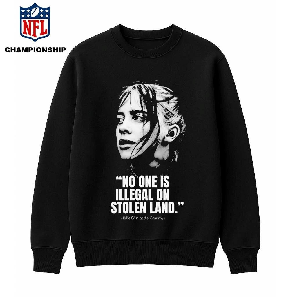 Billie Eilish At The Grammy 2026 No One Is Illegal On Stolen Land Fuck Ic Shirt