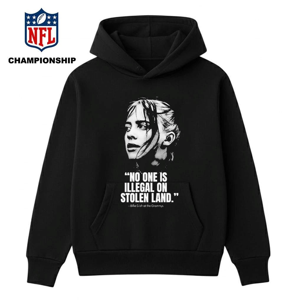 Billie Eilish At The Grammy 2026 No One Is Illegal On Stolen Land Fuck Ic Shirt