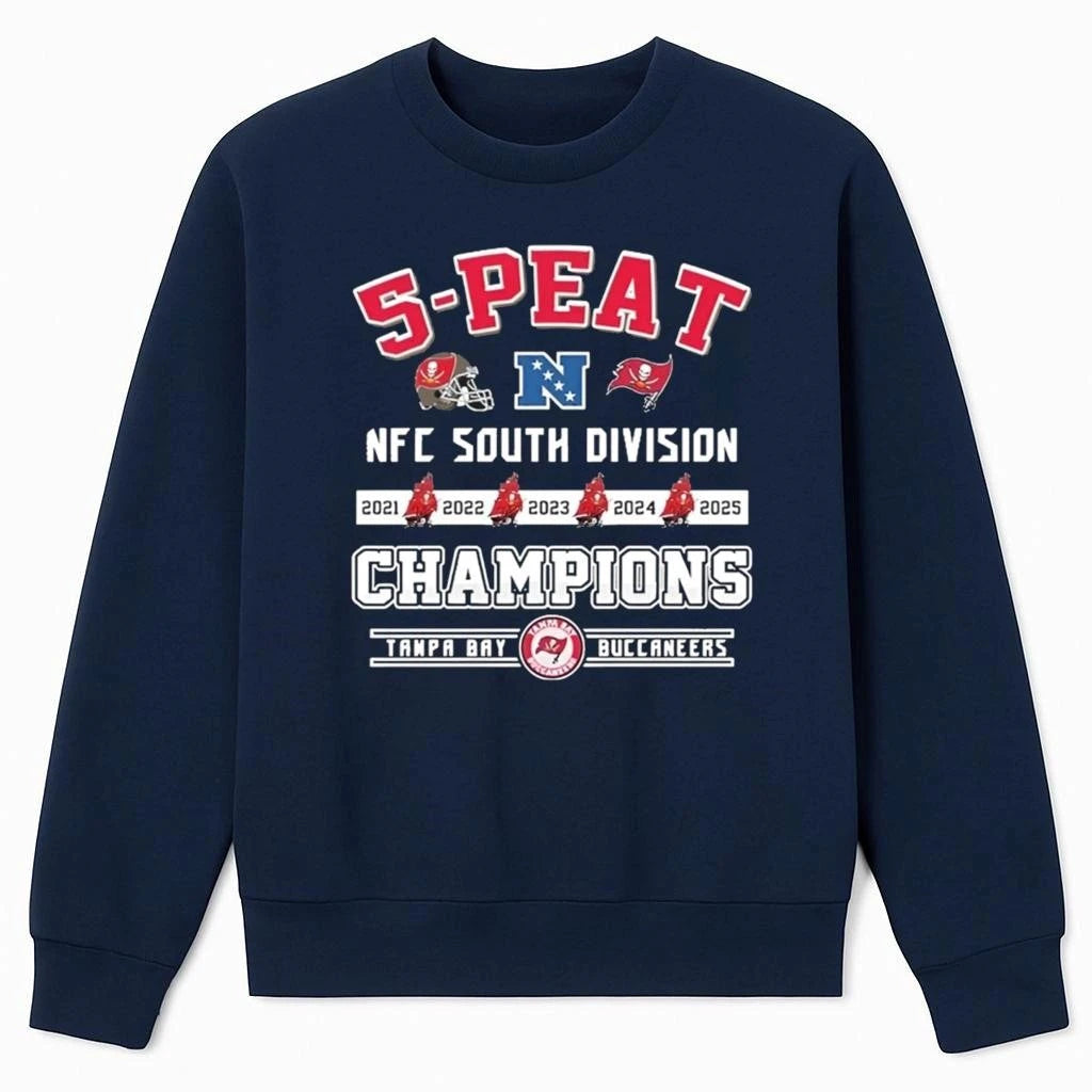 Buccaneers 5 Peat NFC South Champions 2025 Shirt