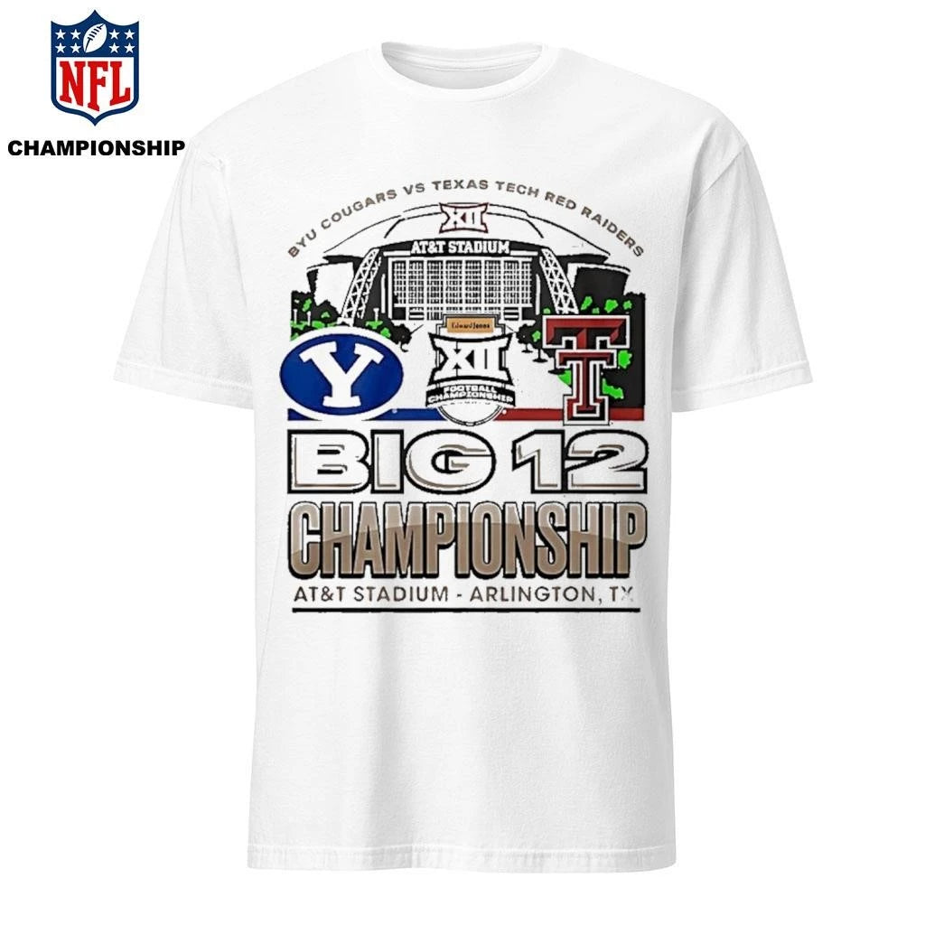 Byu Cougars Vs Texas Tech Red Raiders 2025 Big 12 Football Championship Att Stadium Shirt