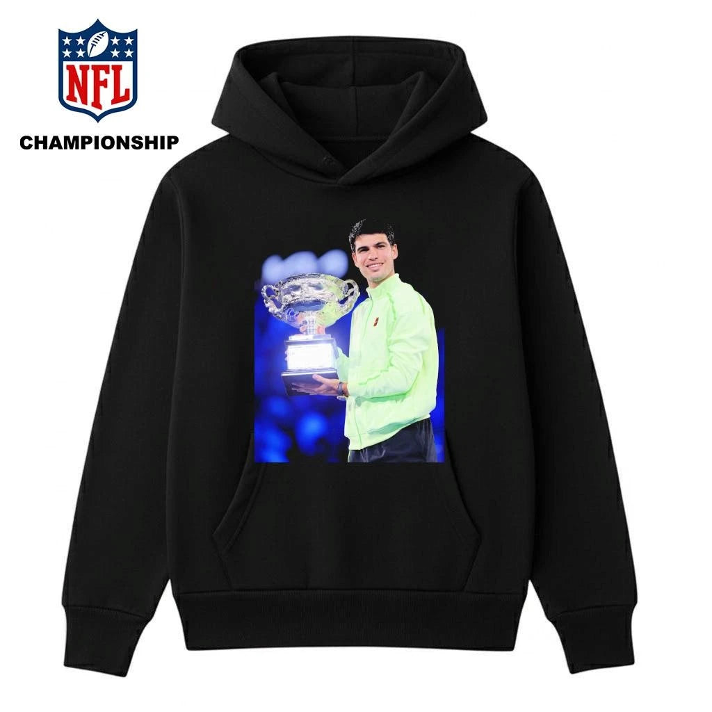 Carlos Alcaraz 2026 Australia Open Champion Holding Trophy Photo Shirt