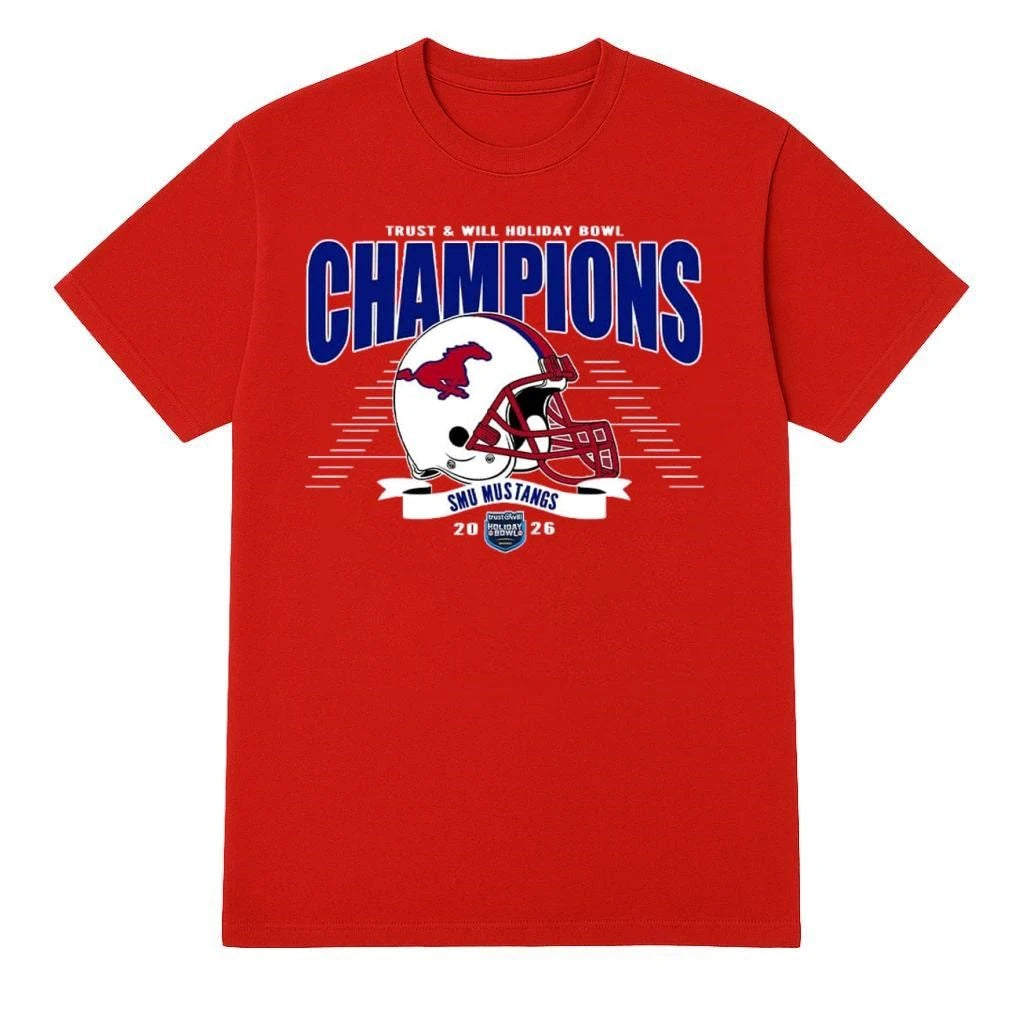 Champions 2026 Holiday Bowl Celebrate SMU Mustangs Football Champions 2026 Trust And Will Holiday Bowl Shirt