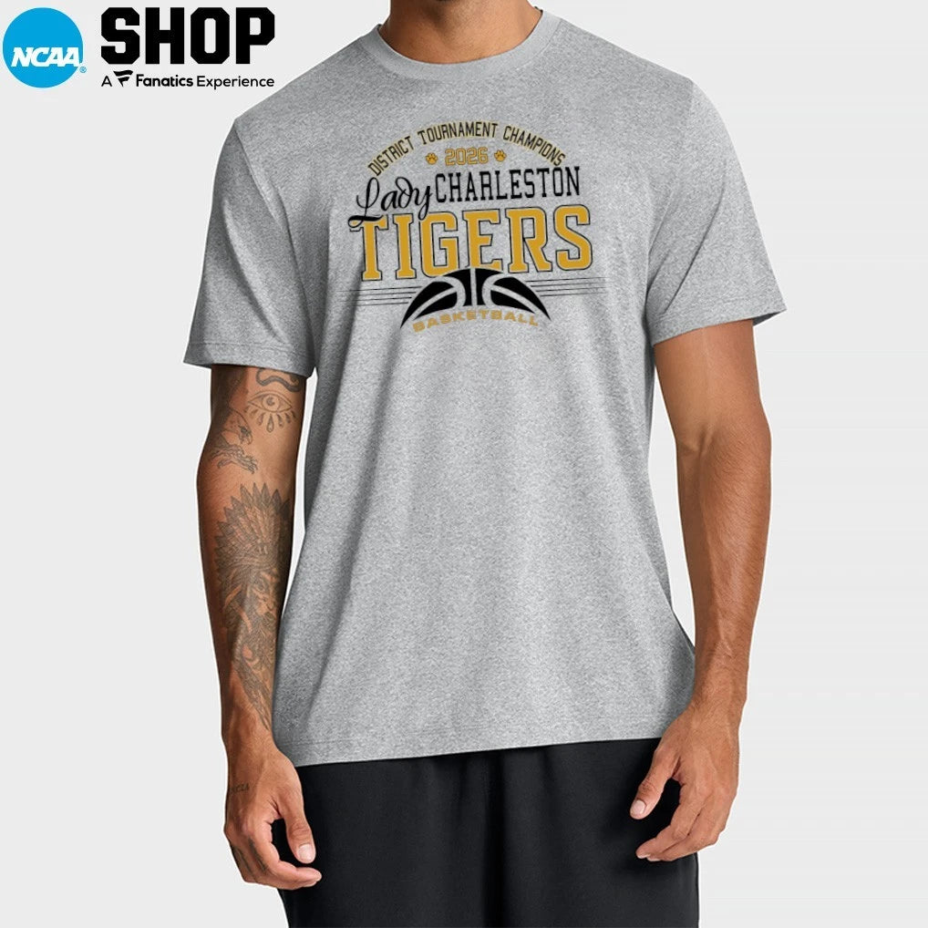 Charleston Lady Tigers 2026 District Tournament Basketball Champions T-Shirt