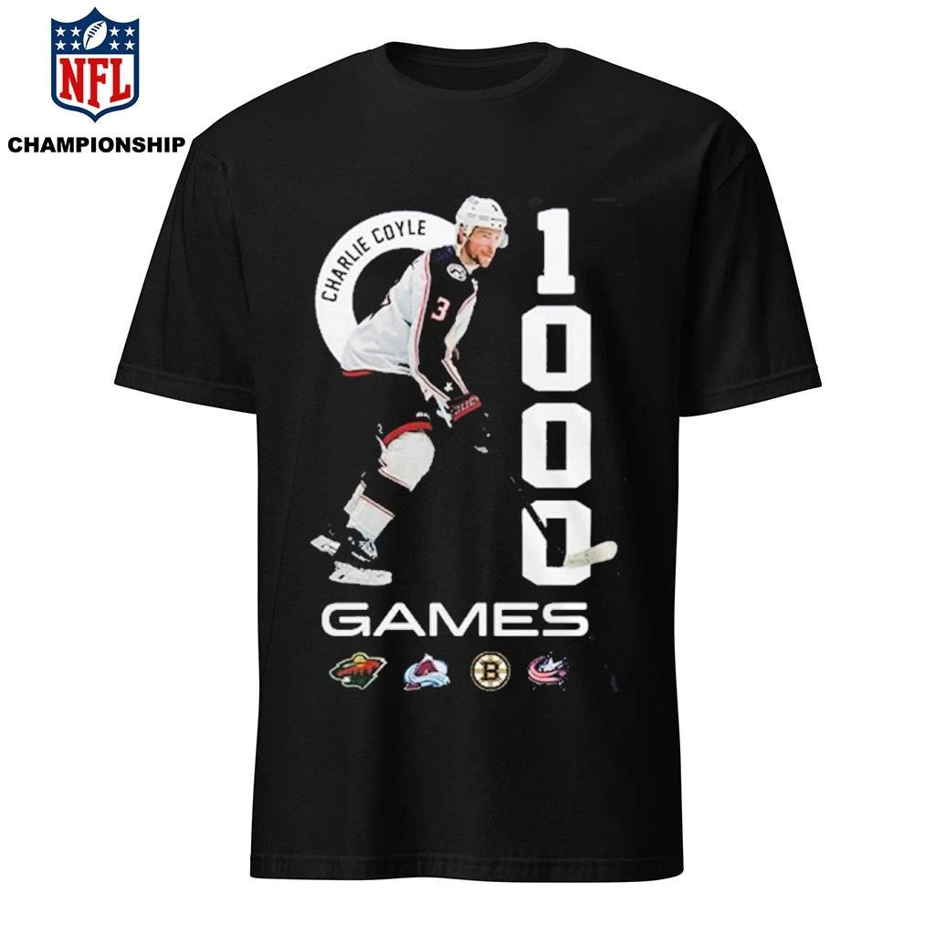 Columbus Blue Jackets 2026 Charlie Coyle 1000 NHL Games Shirt