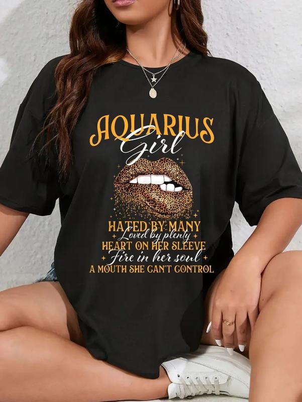 cotton Aquarius Girl - Horoscope Birthday Zodiac Sign Astrology T-Shirt casual Fashion graphic tees for women Hoodie,...